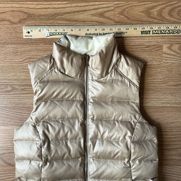 Tommy Bahama Duck Down Puffer Vest Womens Small Beige Cream Reversible Zip - Picture 4 of 11
